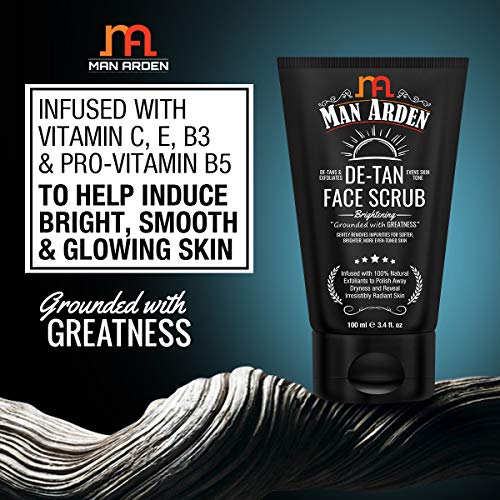 Man Arden De Tan Brightening Face Scrub 100ml - De-Tans & Exfoliates Skin - With Vitamin C - Image 4