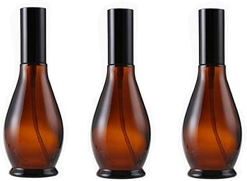 Quupy 3Pcs 100ml Amber Glass Spray Bottle Empty Refillable Fine Mist Spray Bottle Storage Containers with Black Atomiser Sprays and Cap for Essential Oil Perfume Aromatherapy Cosmetic Sprays - Image 2