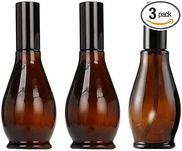 Quupy 3Pcs 100ml Amber Glass Spray Bottle Empty Refillable Fine Mist Spray Bottle Storage Containers with Black Atomiser Sprays and Cap for Essential Oil Perfume Aromatherapy Cosmetic Sprays - Image 1