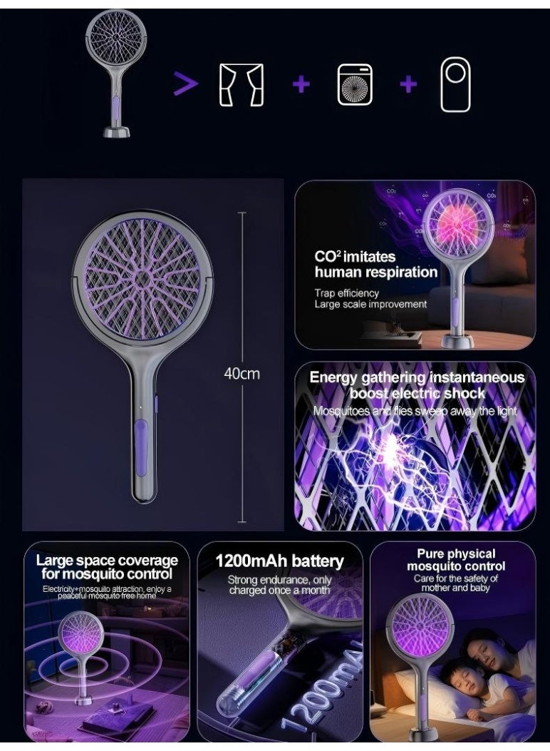 بابونا الطائرة الكهربائية Swatter Bug Zapper راكيت البعوض القاتل مع ضوء البعوض الأرجواني القابل لإعادة الشحن للمكتب المنزلي الداخلي الفناء الخلفي التخييم - Image 2