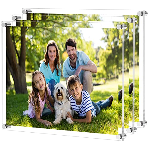 NIUBEE Clear Acrylic Wall Mount Floating Frameless Picture Frame Up to 18x24 Photo for Poster Photography FramesDouble PanelFull Frame is 205x265 inch  3 Pack