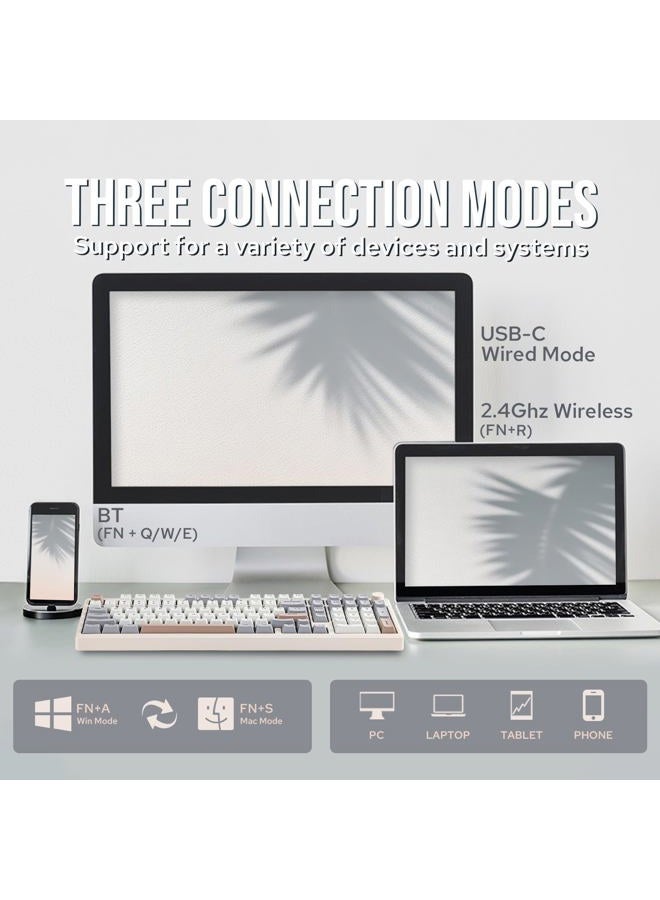 EPOMAKER Galaxy100 QMK/VIA Wireless Gaming Keyboard, Aluminum Shell, Bluetooth/2.4Ghz/USB-C, Pre-Lubed Hot-Swappable Linear Switches, NKRO, RGB Backlit (Creamy White, Wisteria Linear Switch) - Image 5