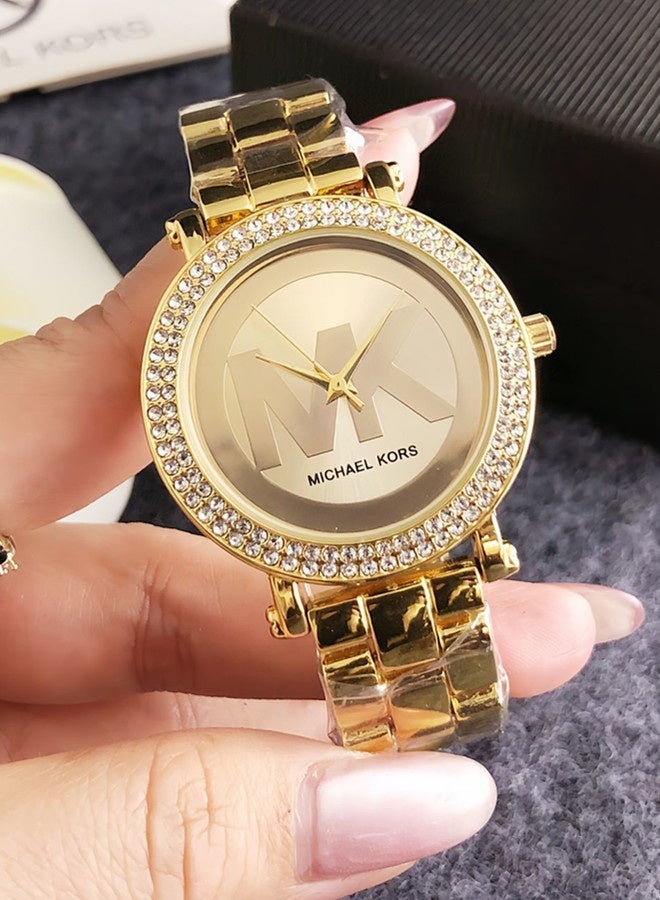 MK Michael Kors Classic Men's and Women's Fashion Multi functional Alloy Round Quartz Watch Stainless Steel Strap 36CM - Image 1