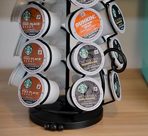 Made Easy Kit Carousel Coffee Pod Holder, Compatible with Keurig K-Pods K-Cups, Countertop Rack Storage Organizer, Metal Home and Kitchen Decor, Capsule Café Station Bar (Large, Black Cat) - Image 4