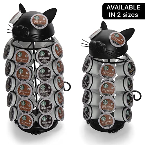 Made Easy Kit Carousel Coffee Pod Holder, Compatible with Keurig K-Pods K-Cups, Countertop Rack Storage Organizer, Metal Home and Kitchen Decor, Capsule Café Station Bar (Large, Black Cat) - Image 5