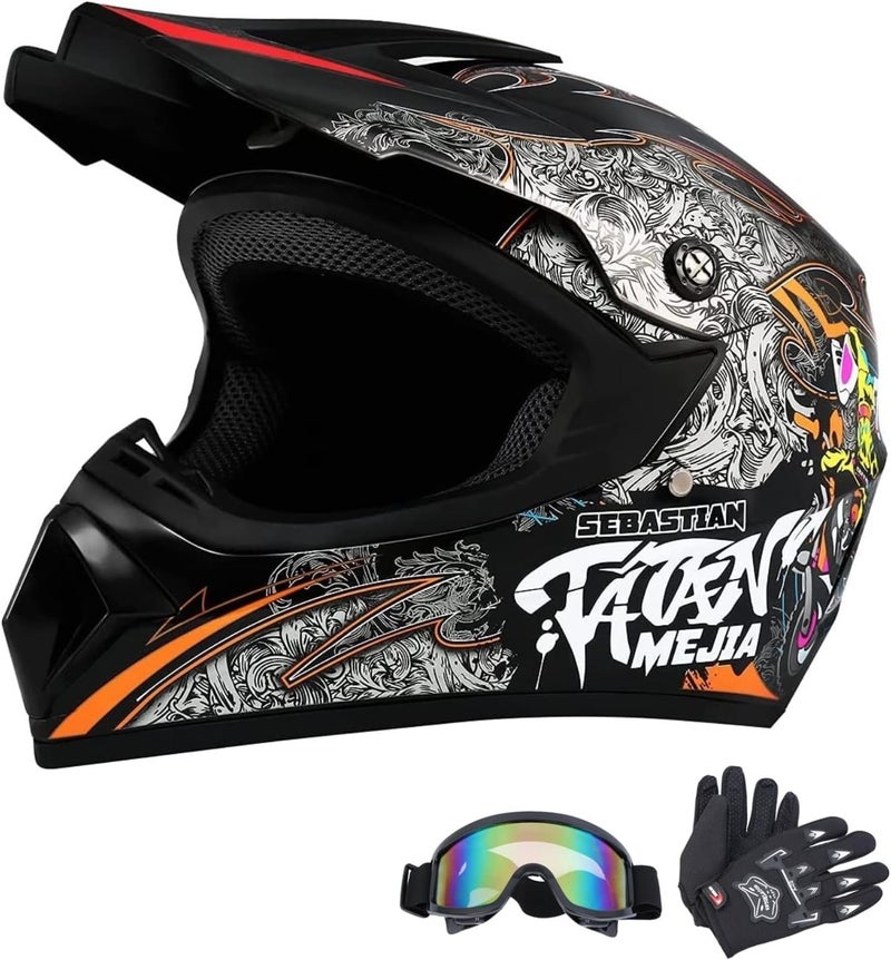 Senhill DOT Motocross Helmet with Goggles and Gloves - Unisex Offroad Helmet for Dirt Bike and ATV - Image 1