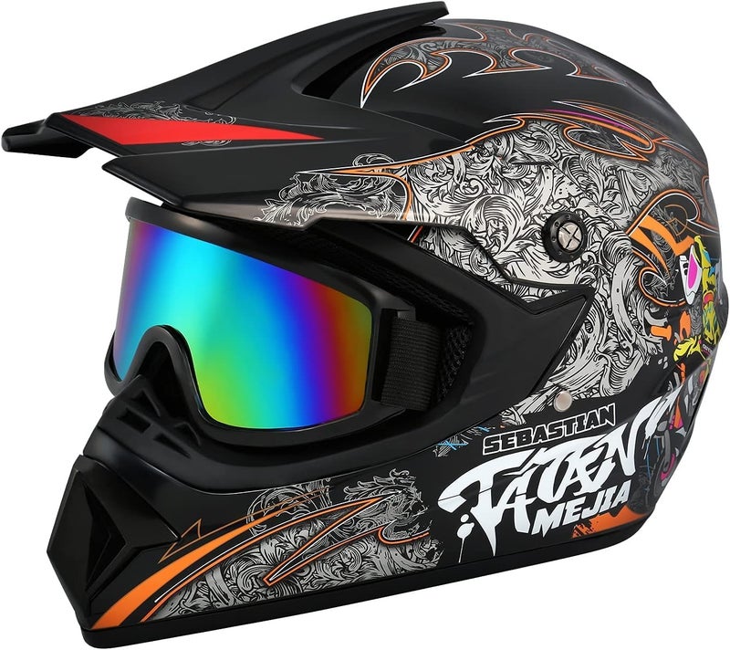 Senhill DOT Motocross Helmet with Goggles and Gloves - Unisex Offroad Helmet for Dirt Bike and ATV - Image 3