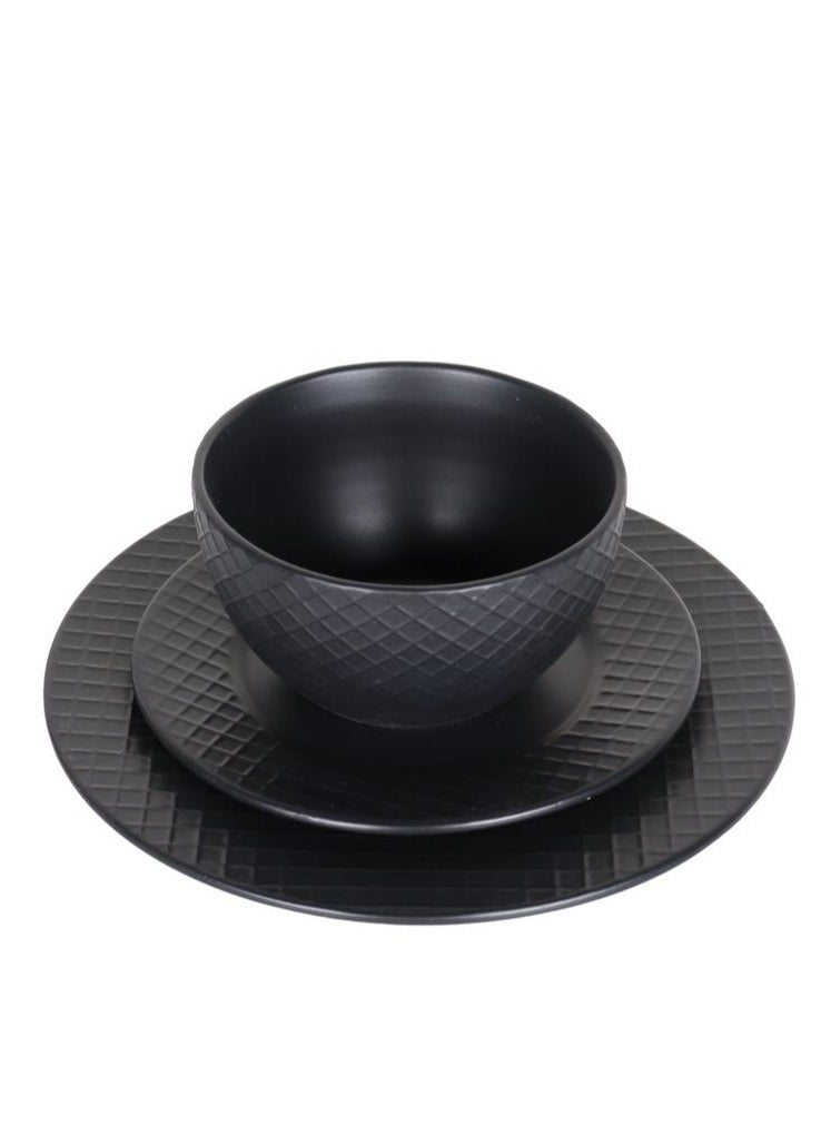 HOMEVEO 16-piece porcelain dinner set with an elegant and modern design in black  - Image 3