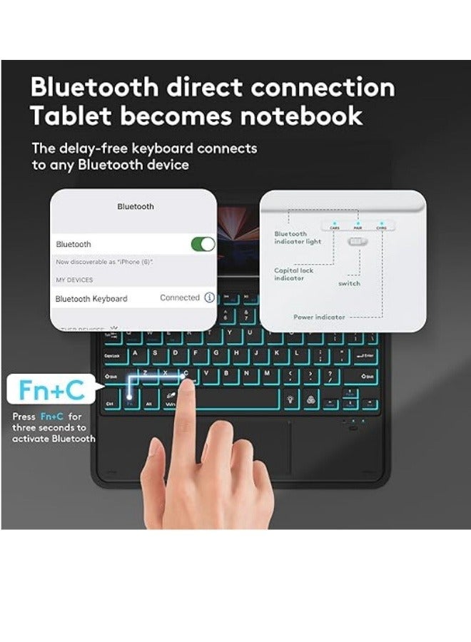 Touchpad Keyboard Case Compatible with Samsung Tab A9 Plus (X210/X215/X216),Colorful Backlight, Multi-Touch Trackpad, Flip Stand Pencil Holder for A9+ - Image 5