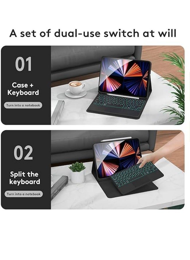 Touchpad Keyboard Case Compatible with Samsung Tab A9 Plus (X210/X215/X216),Colorful Backlight, Multi-Touch Trackpad, Flip Stand Pencil Holder for A9+ - Image 3