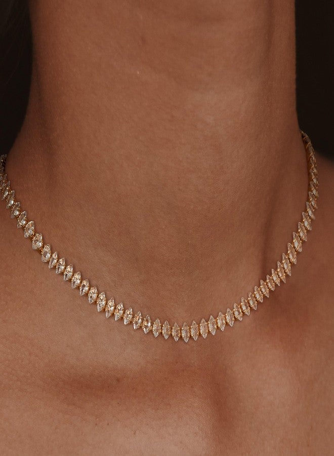 BENEIGE Gold Choker Necklace for Women | CZ Gold Choker Necklace | 14K Gold Plated Chain Necklace with Cubic Zirconia Handmade Hypoallergenic Jewelry - Image 2