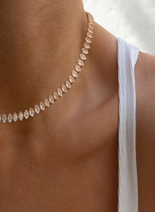BENEIGE Gold Choker Necklace for Women | CZ Gold Choker Necklace | 14K Gold Plated Chain Necklace with Cubic Zirconia Handmade Hypoallergenic Jewelry - Image 4