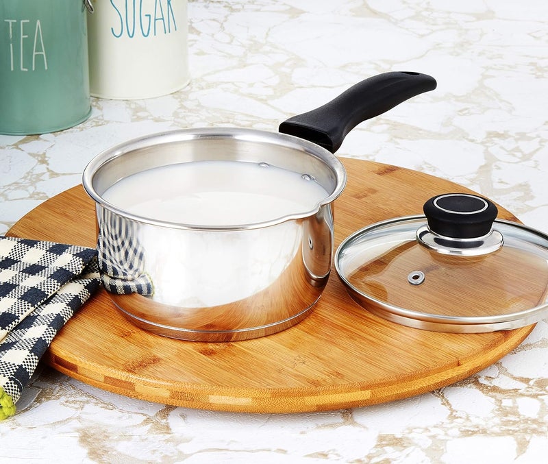 Brand - Solimo Solimo Stainless Steel Saucepan With Glass Lid Induction Base 14 Cm 1Liter - Image 3