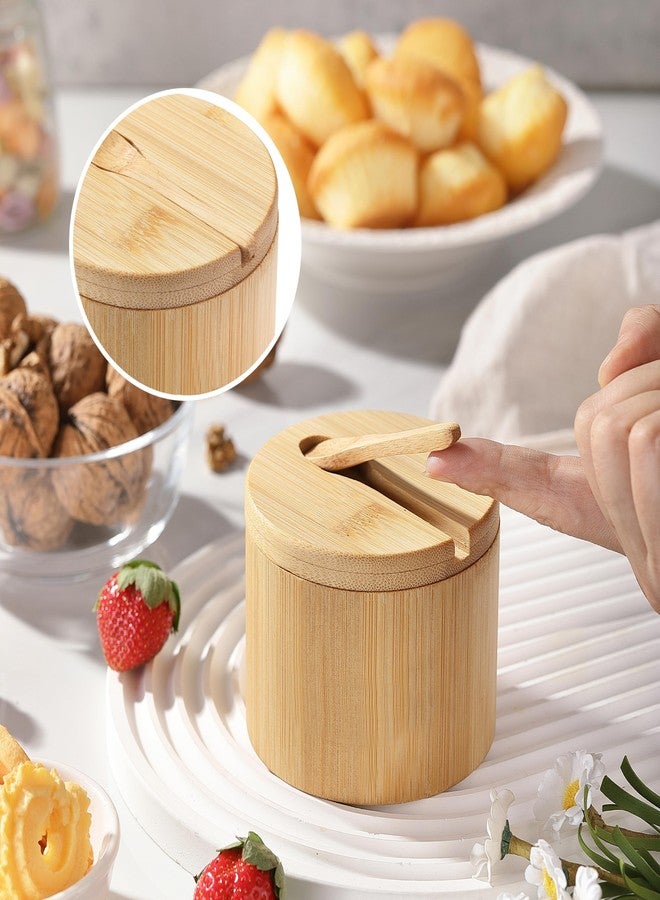 VRUIFA Bamboo Salt Container, Salt Cellar with Magnetic Swivel Lid and Spoon, For Storage Pepper, Spice and Sugar, 6 oz - Image 4