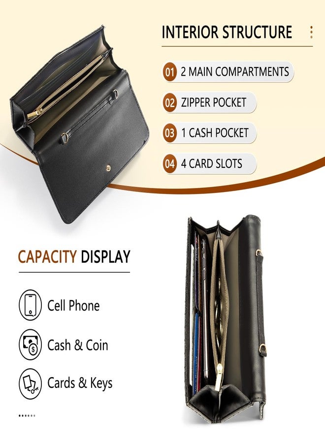 U+U Crossbody Bags for Women, Small Leather Bag with Removable Chain, Card Slots & Phone Pocket - Lightweight Purse Wallet (Black) - Image 3