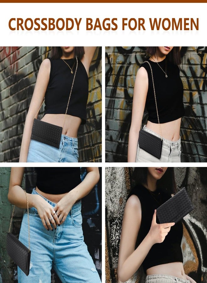 U+U Crossbody Bags for Women, Small Leather Bag with Removable Chain, Card Slots & Phone Pocket - Lightweight Purse Wallet (Black) - Image 5