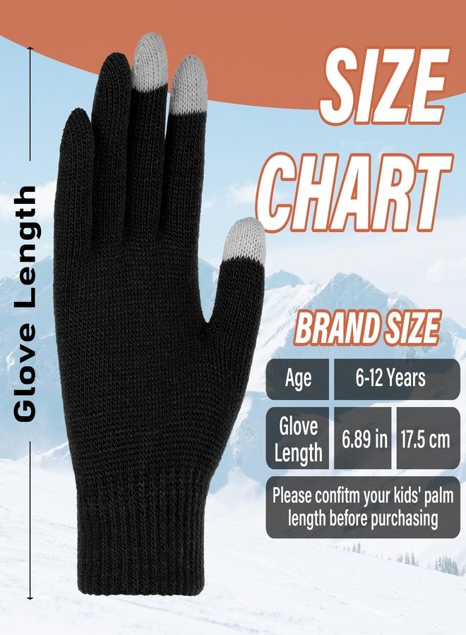 Cooraby 2 Pairs Kids Gloves - Touchscreen, Winter, Thick Cashmere, Warm Knitted Gloves for Boys and Girls - Image 2