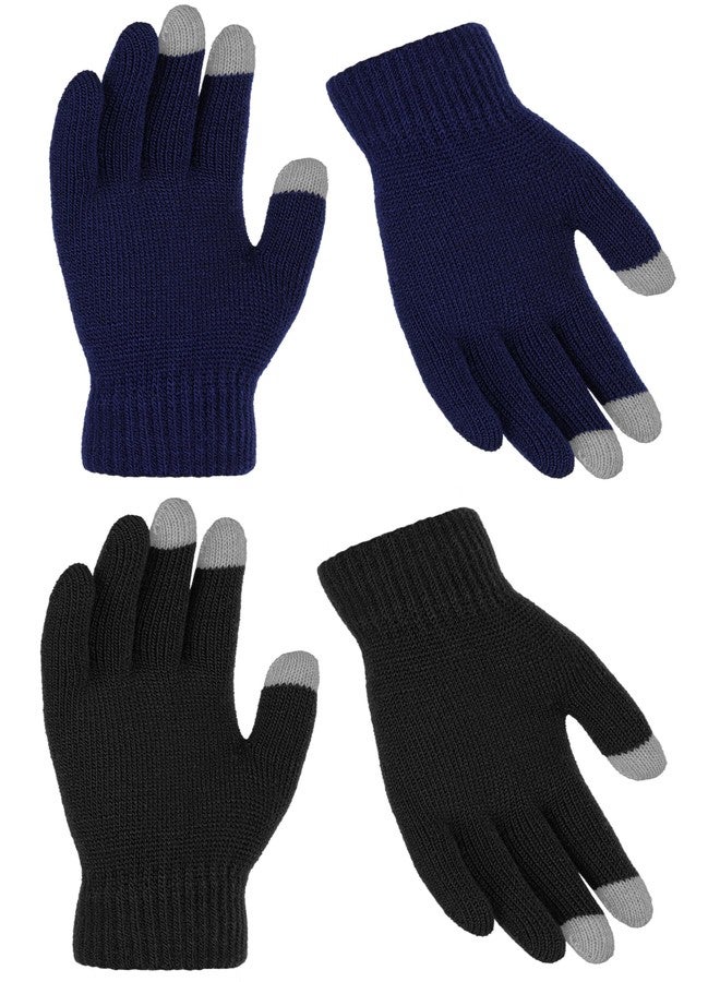 Cooraby 2 Pairs Kids Gloves - Touchscreen, Winter, Thick Cashmere, Warm Knitted Gloves for Boys and Girls - Image 1