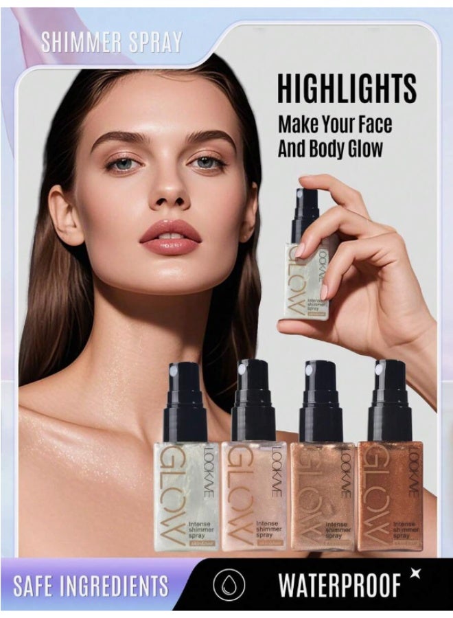 Lookme بخاخ ميست هايلايتر 30 مل بالذهب الفاتح - توهج ندي طبيعي ومقاوم للماء للحصول على إطلالة مشرقة - Image 1