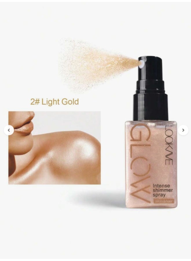 Lookme بخاخ ميست هايلايتر 30 مل بالذهب الفاتح - توهج ندي طبيعي ومقاوم للماء للحصول على إطلالة مشرقة - Image 2
