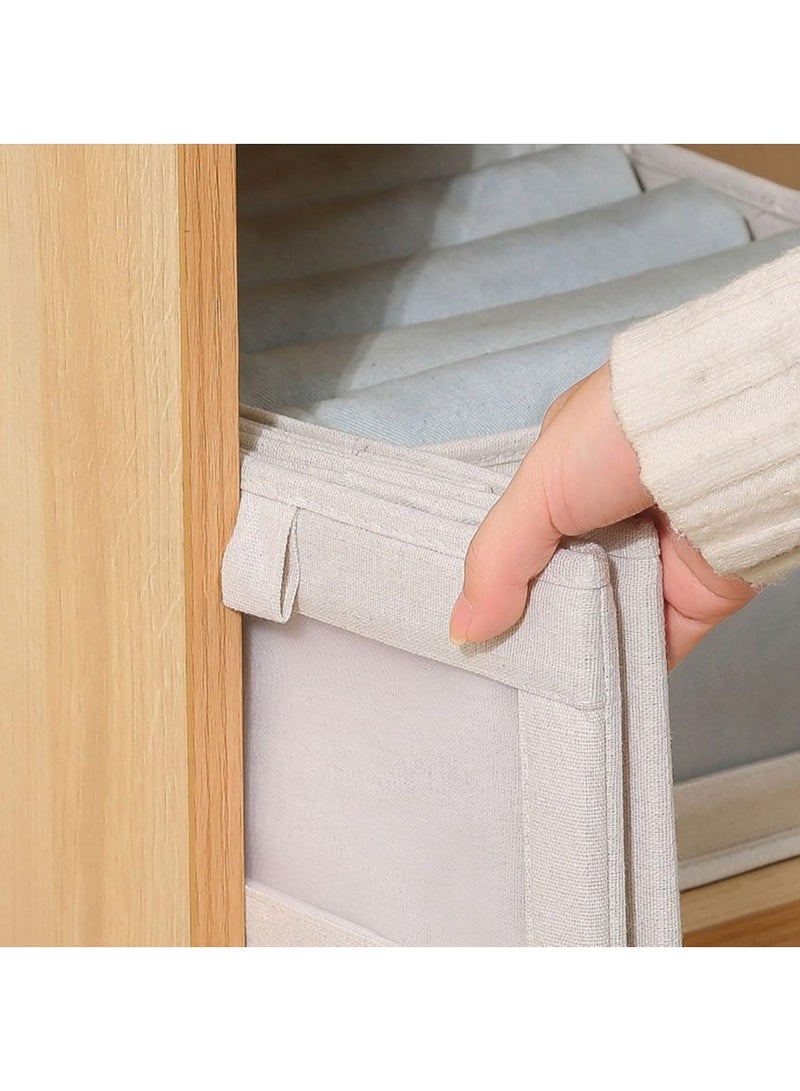 4 Pcs Linen Storage Bins : Closet Organizers and Storage with Clear Window Foldable Large Storage Closet Baskets for Organizing Clothing Toys Books Shelves (Beige 40x27x17cm) - Image 2