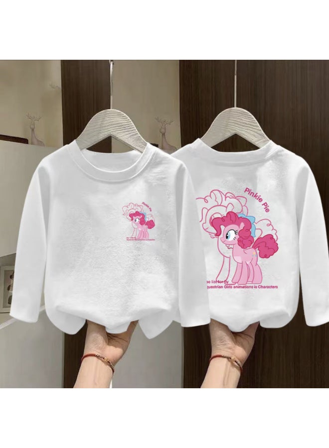 Children's Baby Pure Cotton Boys And Girls Long Sleeve T-shirt Loose New Style White Top Casual Stylish Versatile Base Layer