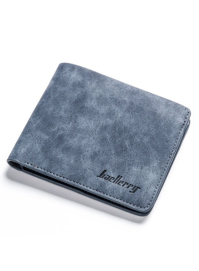 baellerry Men's Short Vintage Premium Matte Money Clip Two-fold Wallet Card Bag - Image 1