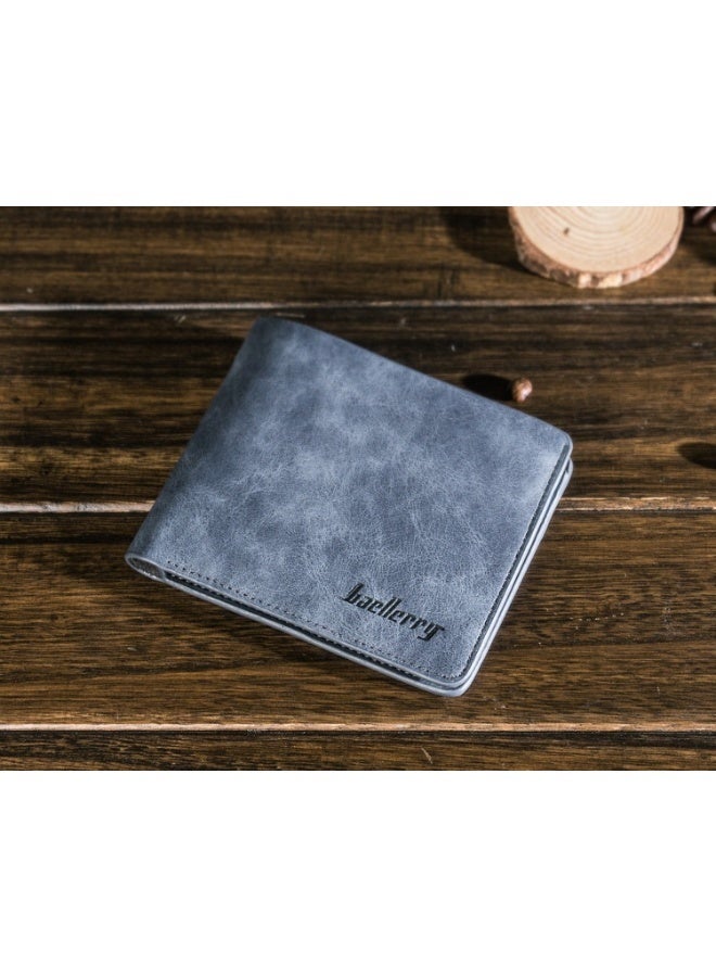 baellerry Men's Short Vintage Premium Matte Money Clip Two-fold Wallet Card Bag - Image 2
