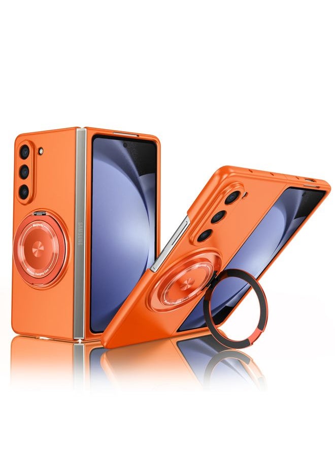 HuHa Case Cover For Samsung Galaxy Z Fold3 5G 360 Degree Rotating Holder MagSafe PC Full Coverage Shockproof Phone Case Orange 