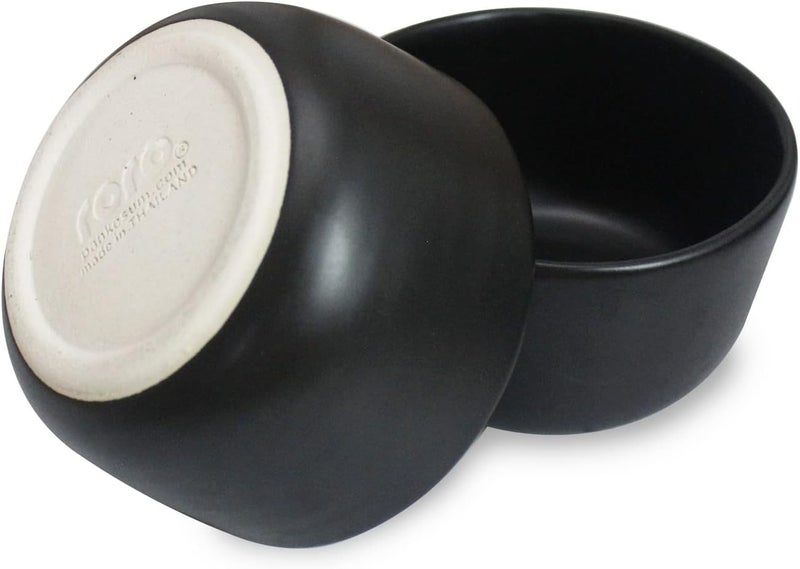roro Handmade Ceramic Stoneware Matte Black Stoneware Soup Bowls 16 ounce 45 Inch Wide Bowl Set of 2 - Image 2