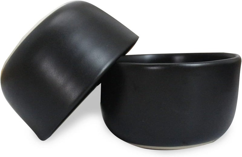 roro Handmade Ceramic Stoneware Matte Black Stoneware Soup Bowls 16 ounce 45 Inch Wide Bowl Set of 2 - Image 3