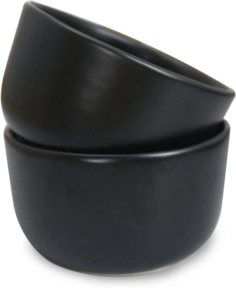 roro Handmade Ceramic Stoneware Matte Black Stoneware Soup Bowls 16 ounce 45 Inch Wide Bowl Set of 2 - Image 1