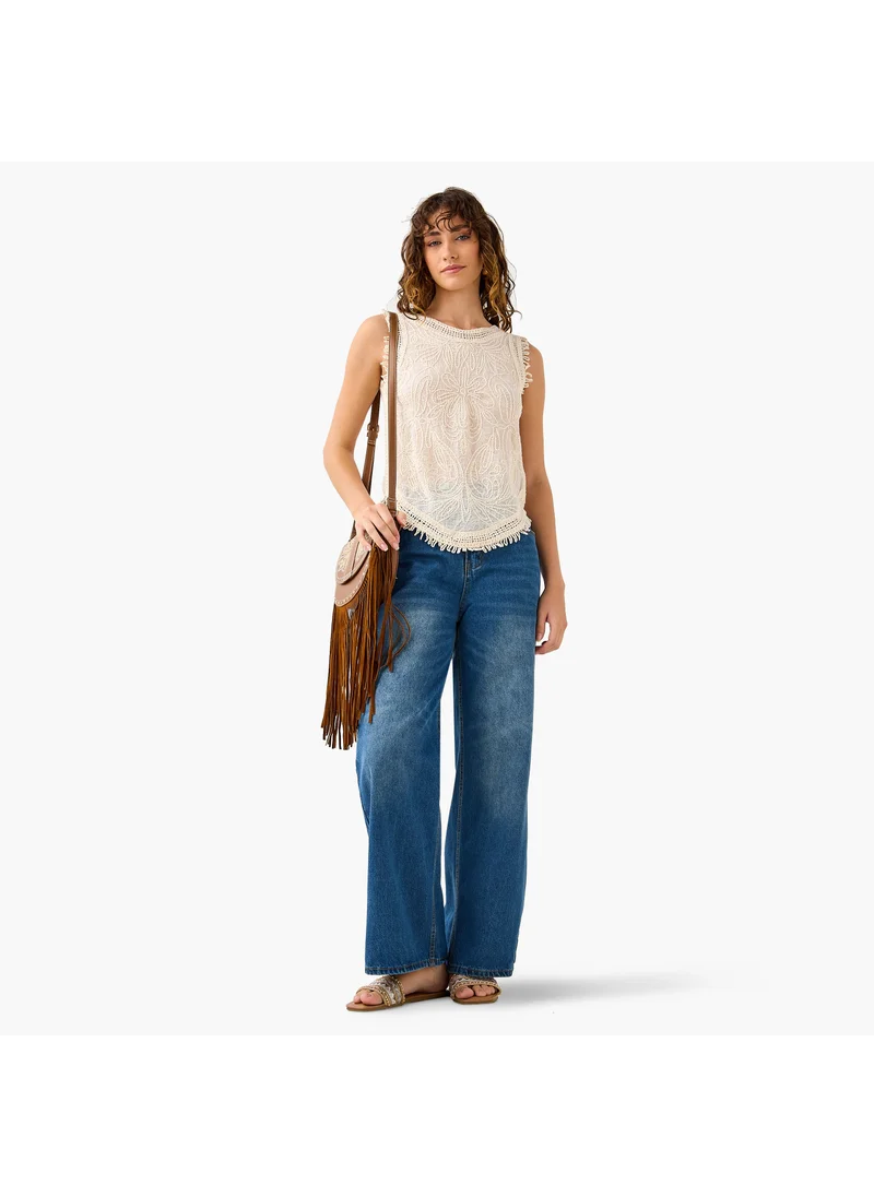تواكستريمز 2Xtremz Embroidered Sleeveless Top with Round Neck