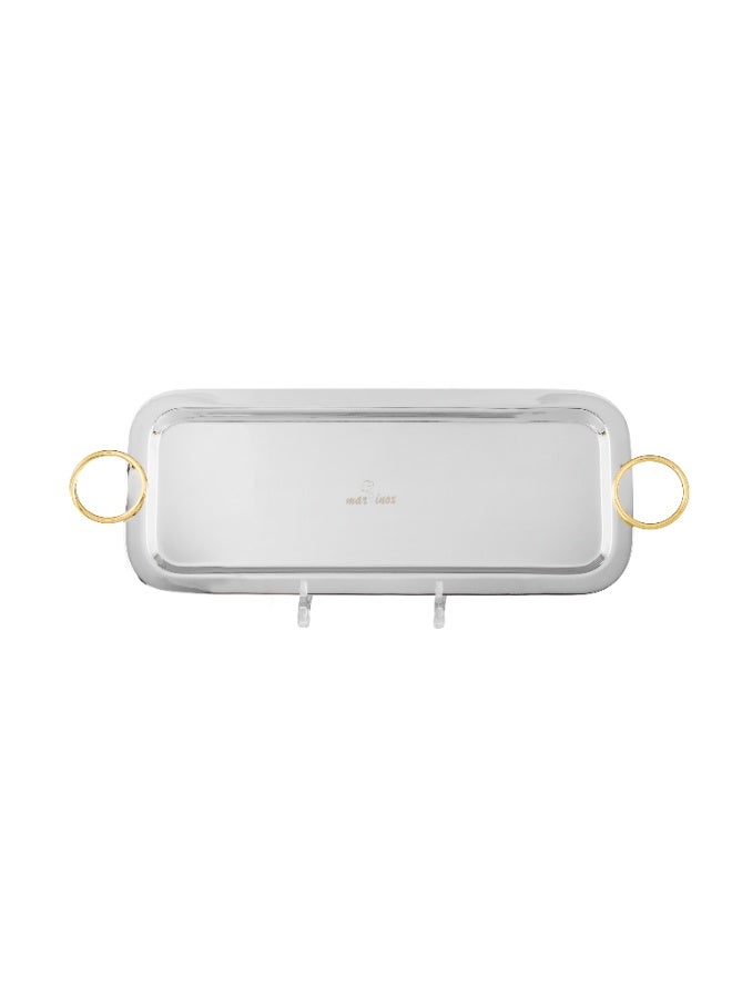 المرحومي صينية تقديم فاخرة من الستانلس ستيل مقاس 16x35 سم - Image 1