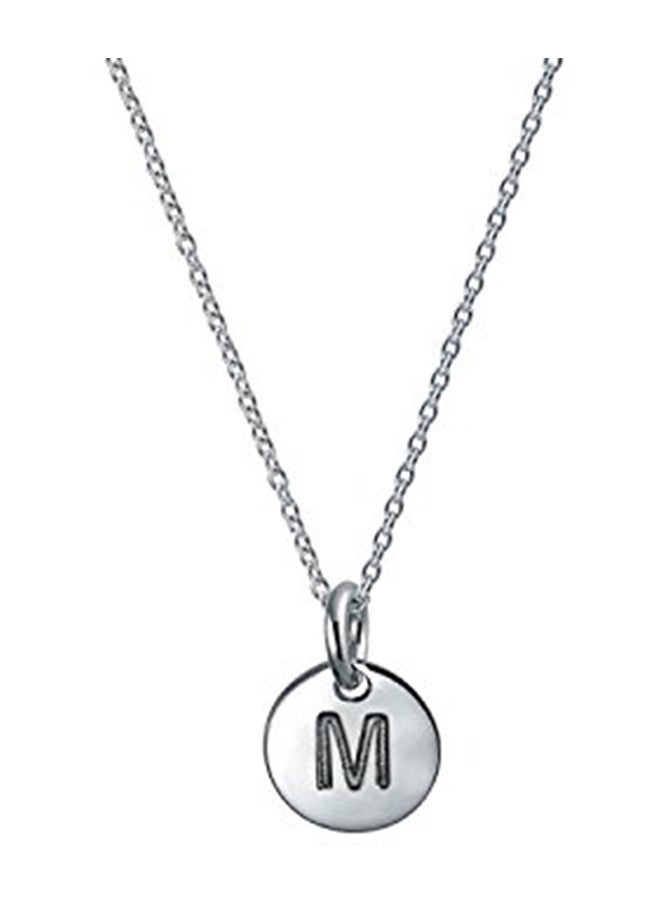 NIBEMINENT 925 Sterling Silver Petite Letter M Initial Disc Pendant Necklace  - Image 1