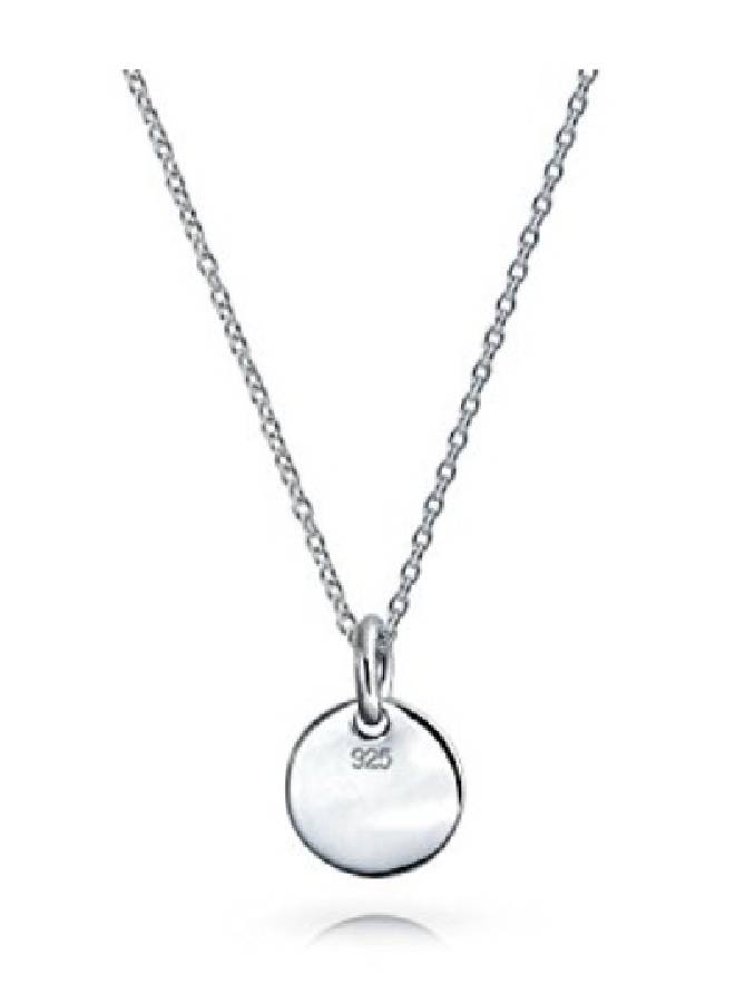 NIBEMINENT 925 Sterling Silver Petite Letter M Initial Disc Pendant Necklace  - Image 2