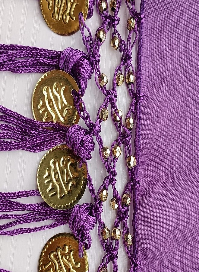 ZLTdream Belly Dance Triangle Hip Scarf with Gold Coins Tassel Wrap Dancing Skirt for Women Rave Outfits Purple - Image 4