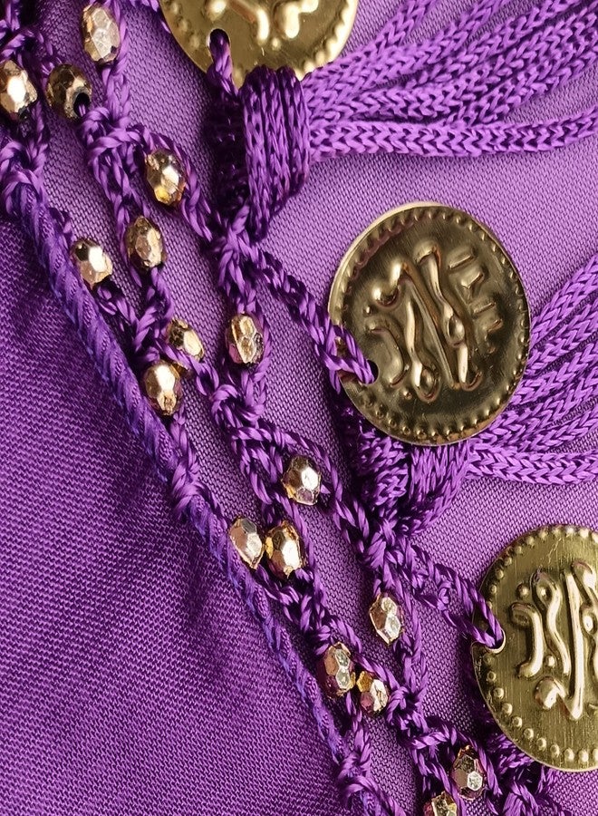 ZLTdream Belly Dance Triangle Hip Scarf with Gold Coins Tassel Wrap Dancing Skirt for Women Rave Outfits Purple - Image 5