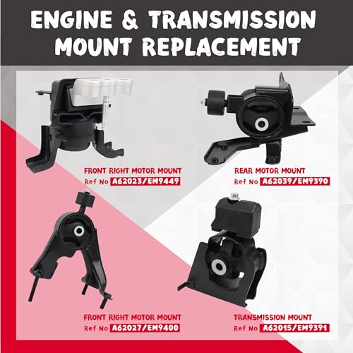 QRYIPPDM Engine Motor and Transmission Mount Kit Compatible with 2009 2010 2011 2012 2013 Corolla 1.8L & Matrix 1.8L, 2009-2010 Vibe 1.8L FWD 4-Piece Set, A62027 A62039 A62023 A62015 - Image 2