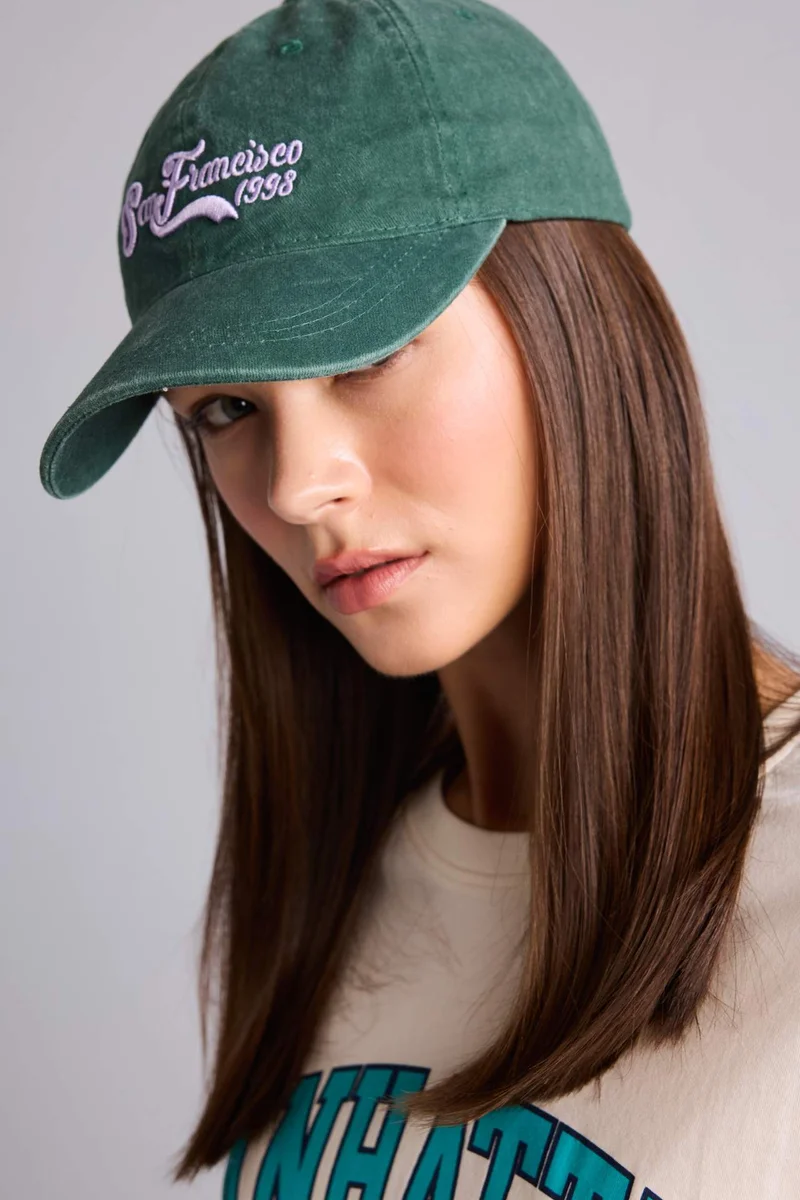 Woman Denim Embroidered Hat