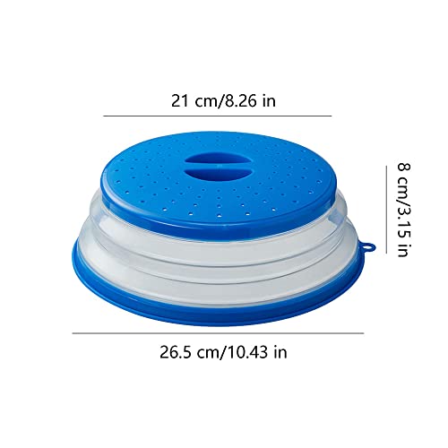 JYYHSF Collapsible Microwave Splatter Cover, 10.5 Inch, Dishwasher-safe, Microwave Plate Cover With Steam Vent，BPA-Free Silicone & Plastic(2 PCS,blue & red) - Image 2