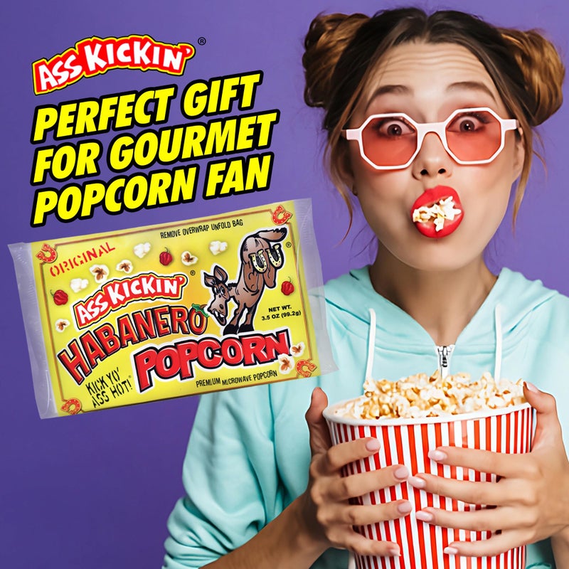 ASS KICKIN' Habanero Microwave Popcorn Bags - 6 Pack - Ultimate Spicy Popcorn Gourmet Gift - Makes a Great Movie Theater Popcorn or Snack Food for Movie Night - Image 2