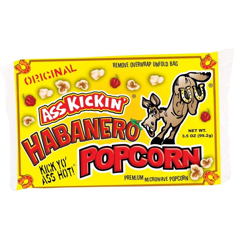 ASS KICKIN' Habanero Microwave Popcorn Bags - 6 Pack - Ultimate Spicy Popcorn Gourmet Gift - Makes a Great Movie Theater Popcorn or Snack Food for Movie Night - Image 1