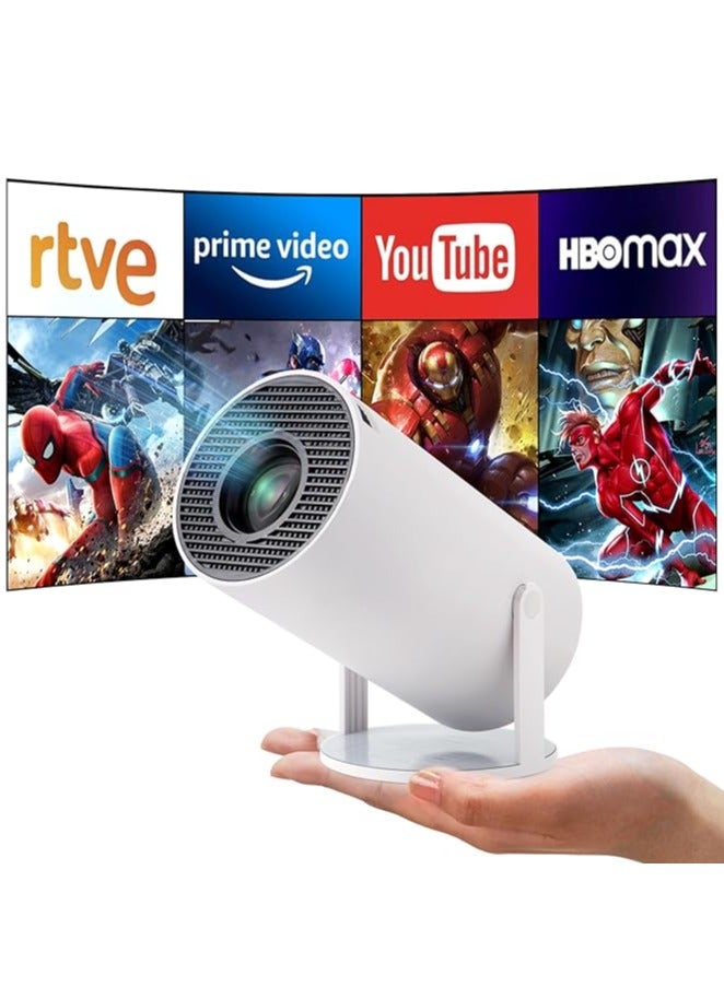 Projector, Smart Projector Portable Projector 4K/200 Projector With Wifi And Bluetooth Auto Keystone Correction Flip Android Round Design Movie Projector  - Image 1