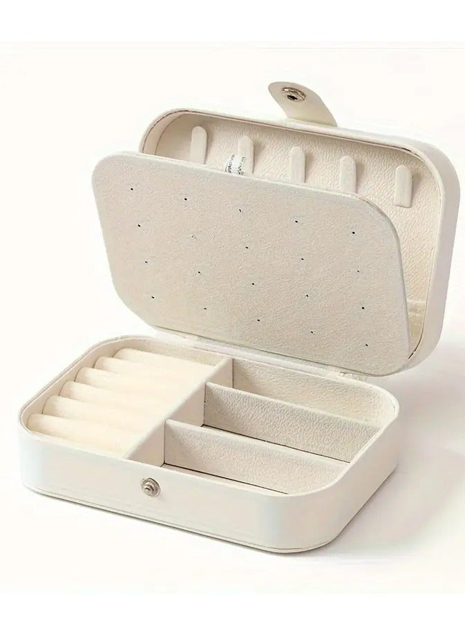 روزينو 1pc الكلاسيكية فو الجلود المجوهرات منظم مربع، حالة السفر المحمولة، فو الجلود مبطنة، مع عرض قابل للتعديل وقابل للإزالة، للقلائد، الخواتم، الأقراط، هدية الأم مثالية، صناديق المجوهرات - Image 1