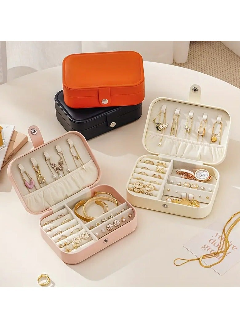 روزينو 1pc الكلاسيكية فو الجلود المجوهرات منظم مربع، حالة السفر المحمولة، فو الجلود مبطنة، مع عرض قابل للتعديل وقابل للإزالة، للقلائد، الخواتم، الأقراط، هدية الأم مثالية، صناديق المجوهرات - Image 4