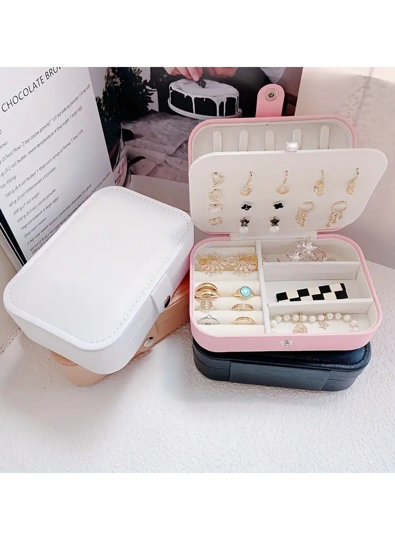 روزينو 1pc الكلاسيكية فو الجلود المجوهرات منظم مربع، حالة السفر المحمولة، فو الجلود مبطنة، مع عرض قابل للتعديل وقابل للإزالة، للقلائد، الخواتم، الأقراط، هدية الأم مثالية، صناديق المجوهرات - Image 5