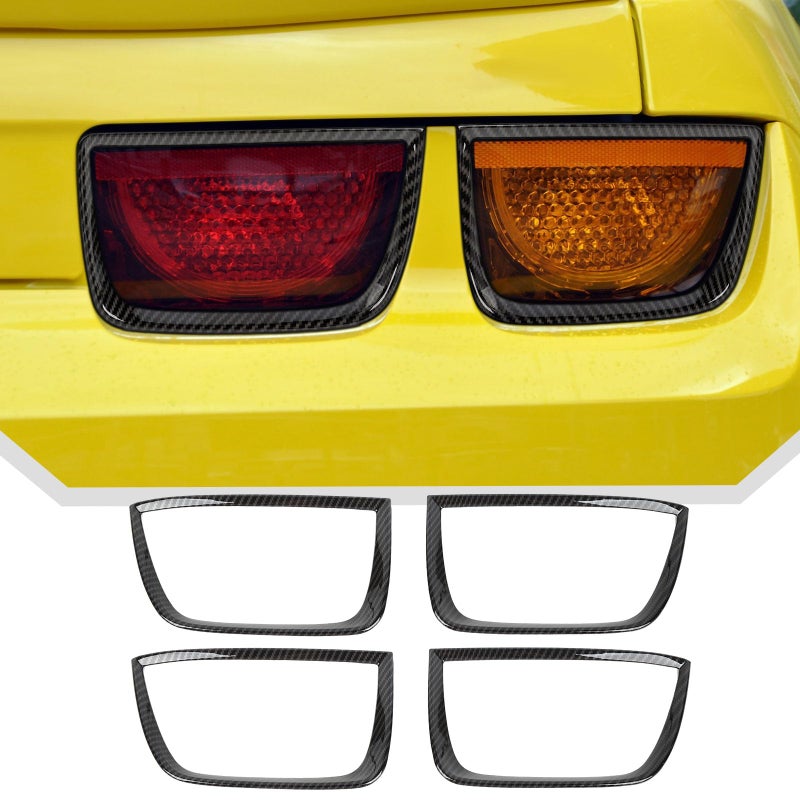 JeCar for Camaro Tail Light Bezel Taillight Cover Trim Accessories Compatible with 2010 2011 2012 2013 Chevrolet Chevy Camaro Carbon Fiber