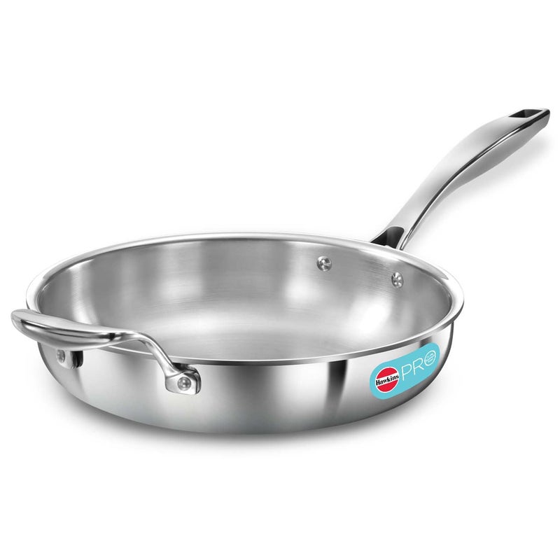 Hawkins Pro 26 cm Frying Pan, Triply Stainless Steel Fry Pan with Stainless Steel Handle, Silver (PSF26) - Image 1