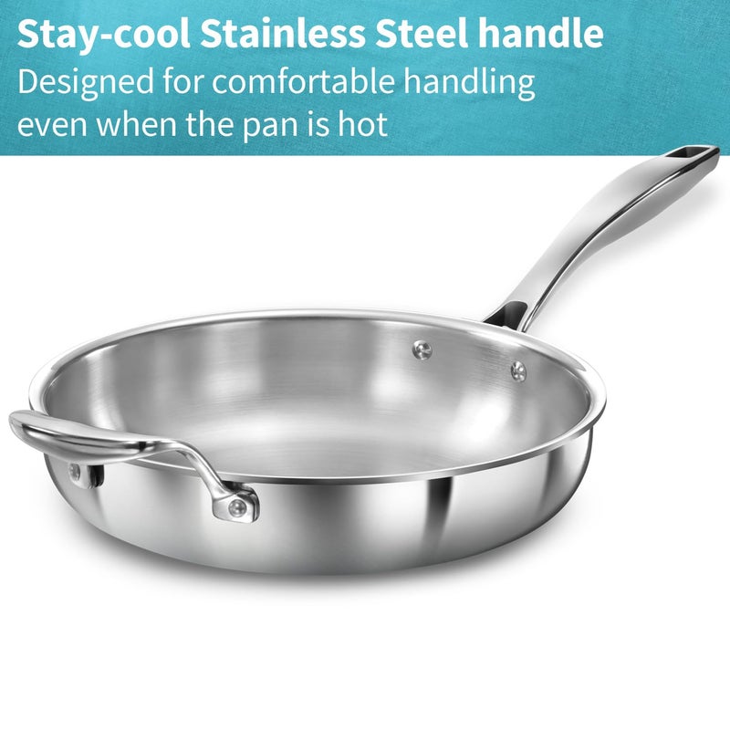 Hawkins Pro 26 cm Frying Pan, Triply Stainless Steel Fry Pan with Stainless Steel Handle, Silver (PSF26) - Image 4